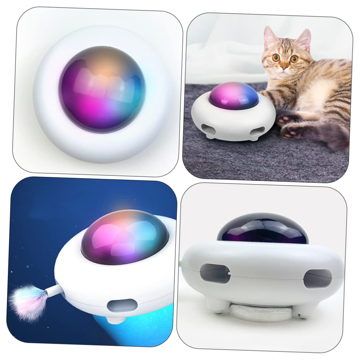YARNOW Jouet Interactif pour Chat Automatique Jouet pour Chatons avec Fonction USB Rechargeable