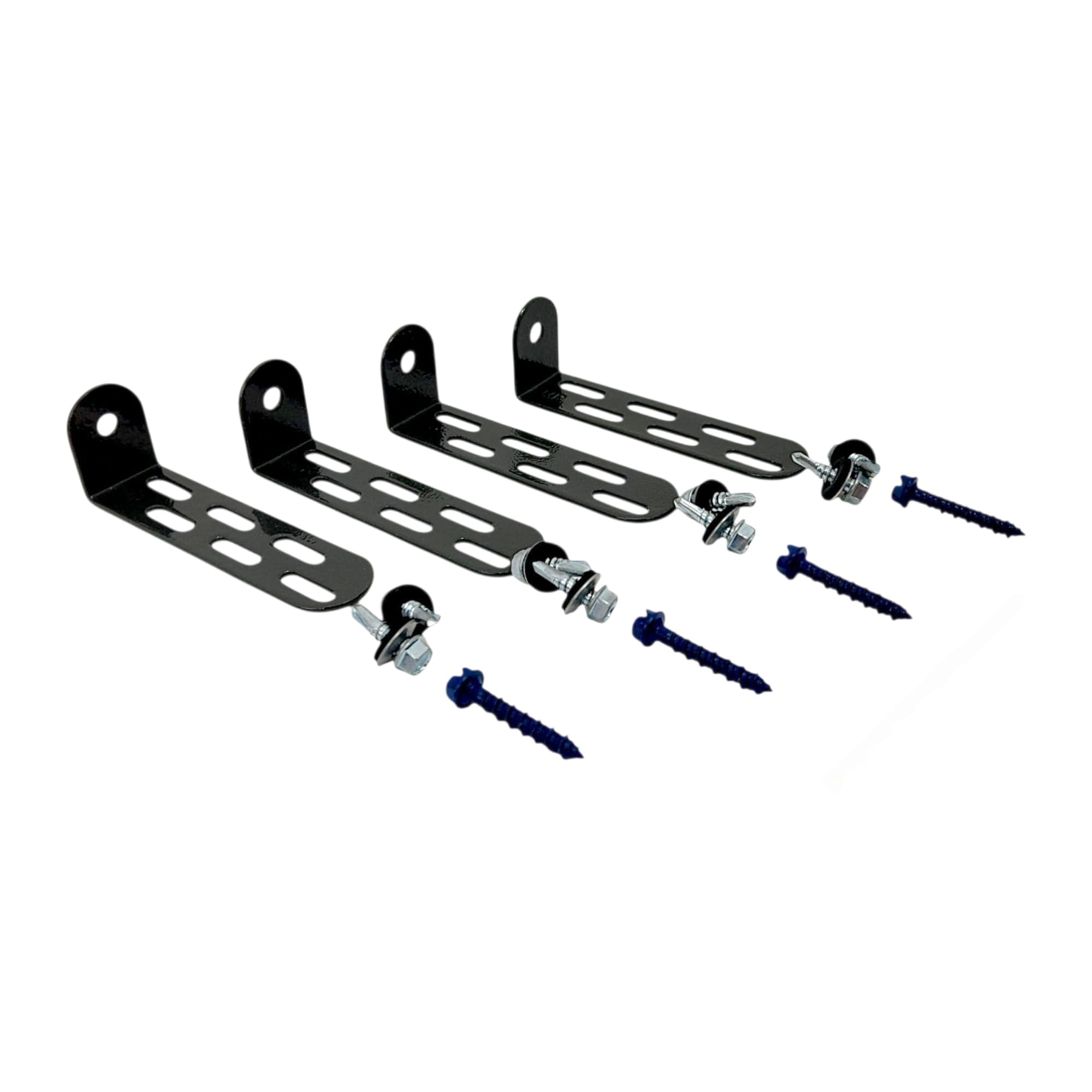 Universal AC Condenser Tie Down Kit 4 Inch – Heavy Duty Galvanized L Brackets with Tapcon Screws, Drill Bit & Rubber Grommets – HVAC Mounting Kit for