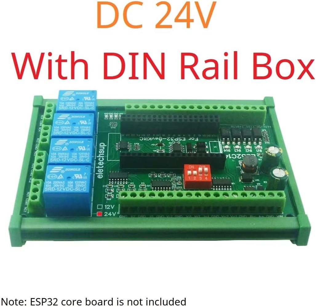 DC 12V 24V ESP32 Expansion Board Digital Analog DAC ADC IO WiFi Relay Switch ES32C14 Module for Arduino PLC Smart Home IOT DIY (DC 24V with Shell)