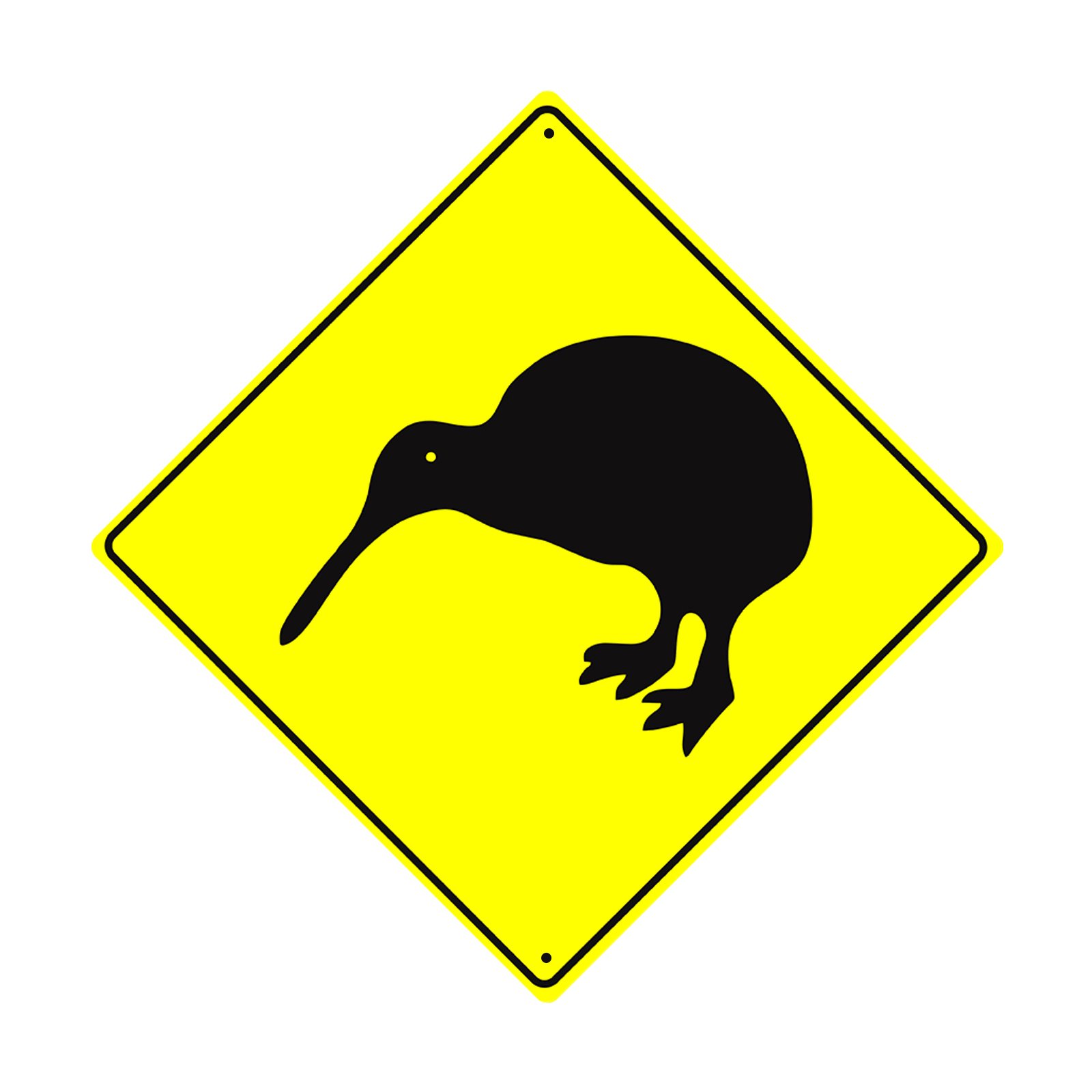 Kiwi Bird with Graphic Crossing Xing Wildlife Animal Caution Hunter Novelty Road Wall Décor Diamond Metal Aluminum 12"x12" Sign