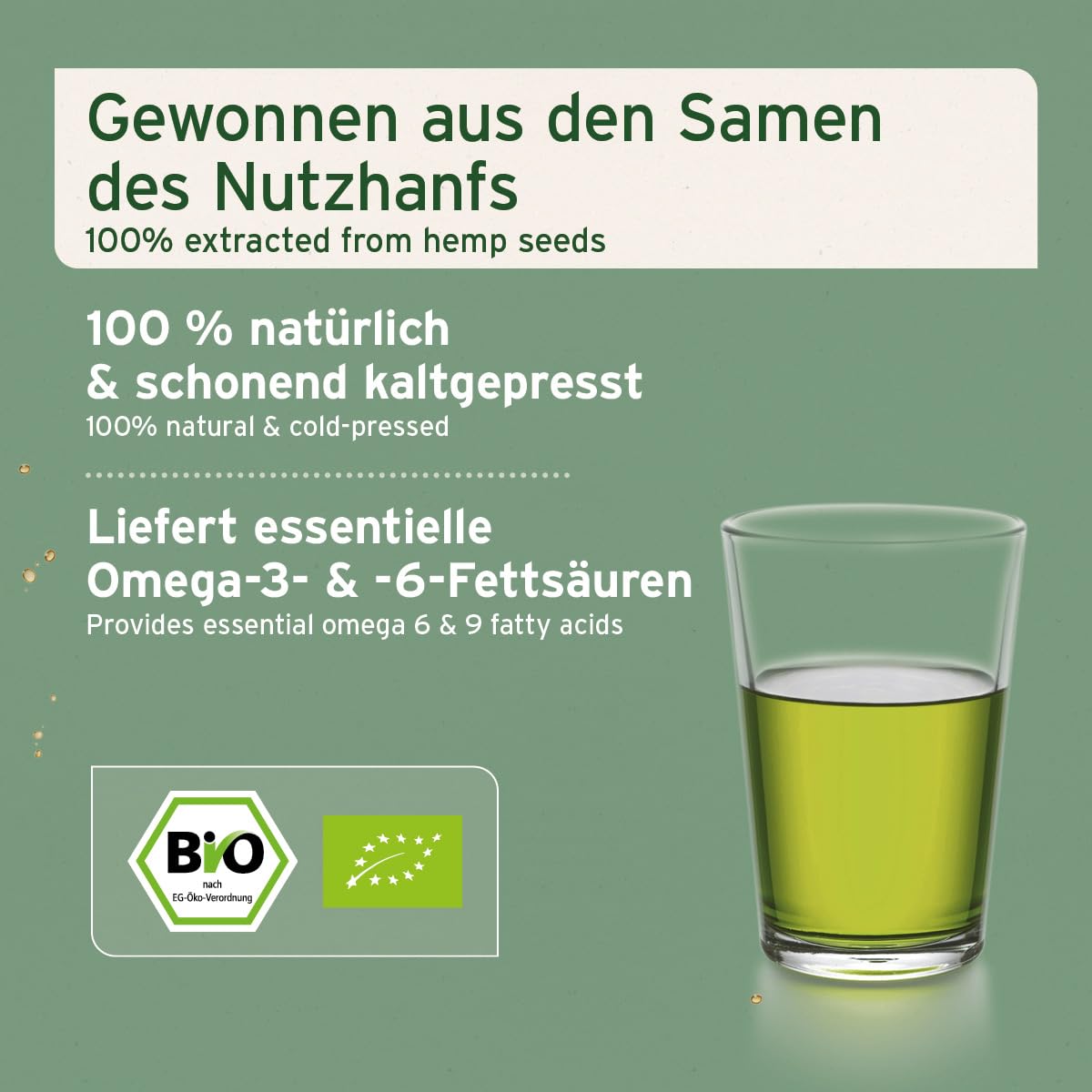 AniForte Olio di Semi di Canapa biologico per cani e gatti 500 ml - Puro e spremuto a freddo come additivo all'alimentazione cruda, prodotto naturale di prima qualità senza additivi