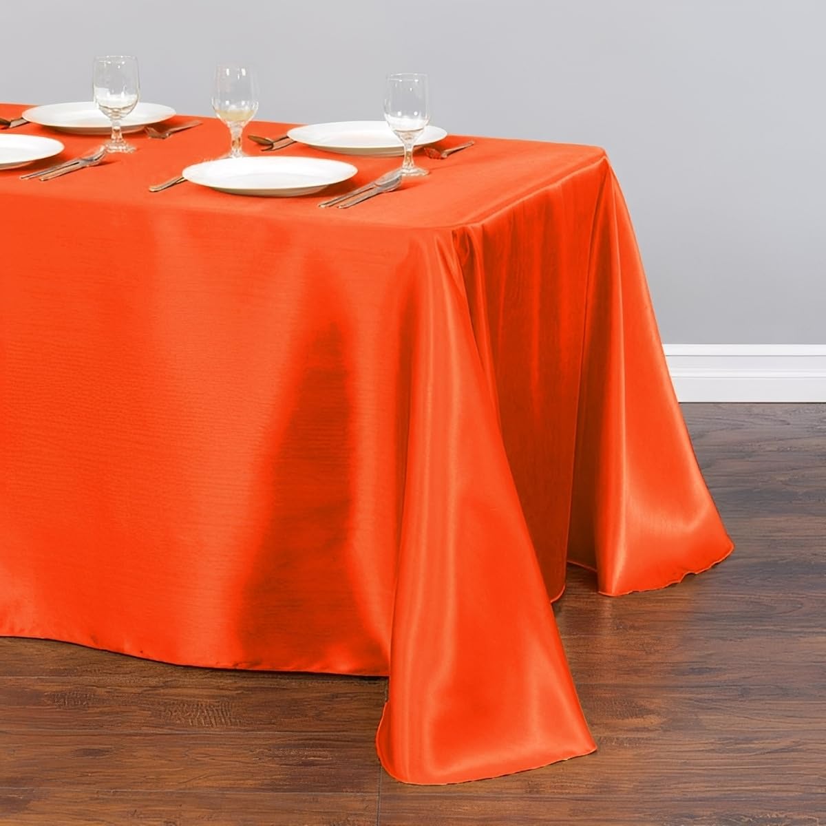 Chickwin Solid Colors Satin Tablecloth Rectangular Silky Table Cloth Washable Polyester Fabric for Indoor Outdoor Weddings Hotel Restaurant Banquet Table Decoration (Orange,145x396cm)
