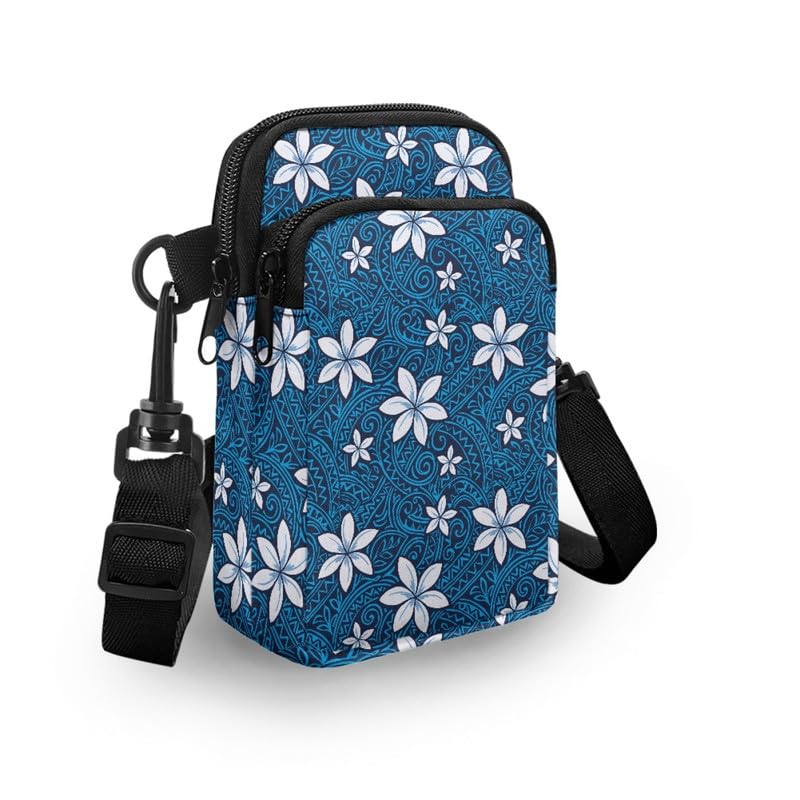 Image of Hawaiian Tribal Small Crossbody Bags for Women Cell Phone Bag Purse, Sea Turtle Zipper Sling Purses Shoulder Bag