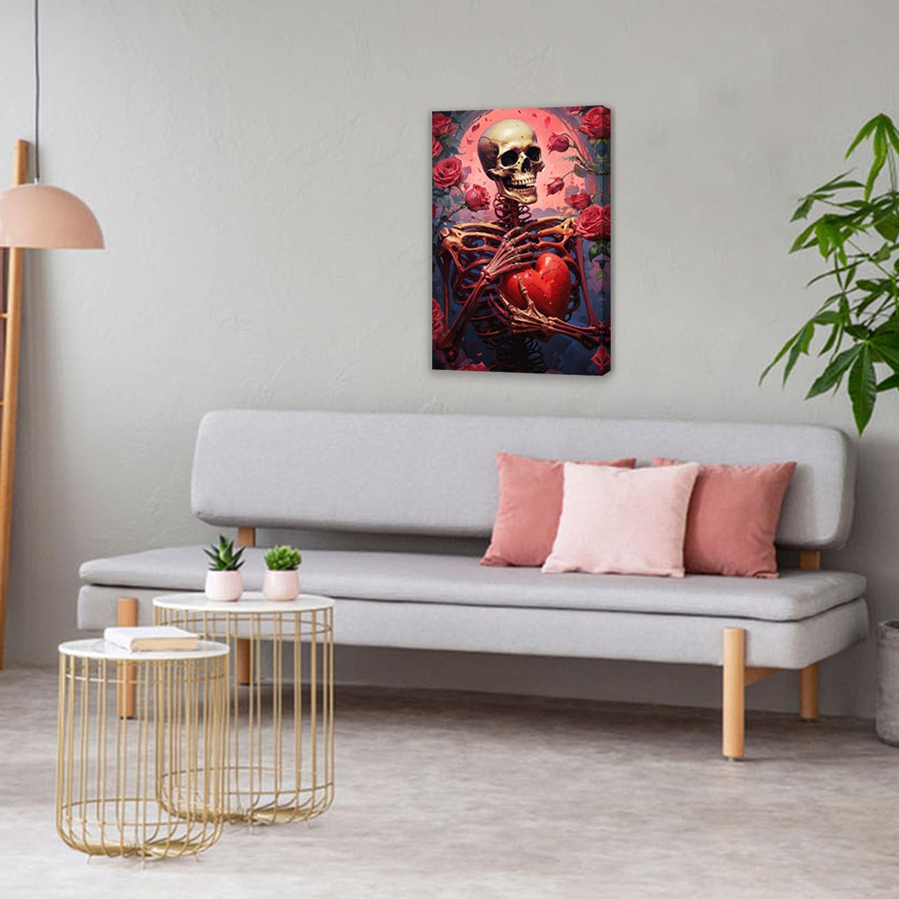 Amazon.com: QIXIANG Skull Canvas Wall Art Skeleton Holding Red
