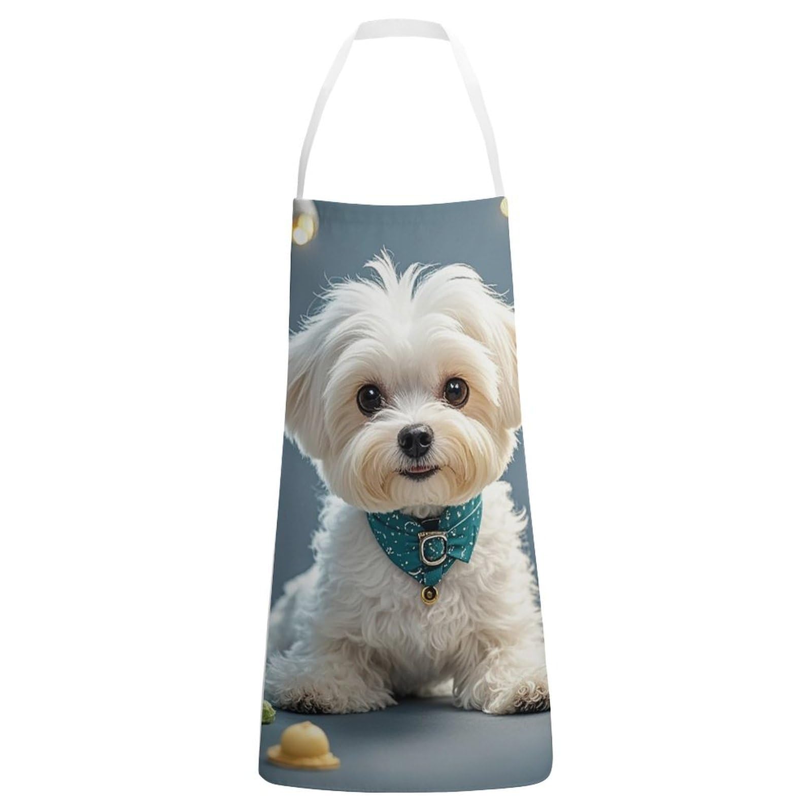 Qmkfwt Unisex White Lovely Maltese Dog Apron Adjustable Kitchen Apron Restaurant Adults Apron For Women Men Chef Aprons Cooking Grilling Bbq Chef Apron For Husband Dad Funny Gifts, 70X80cm