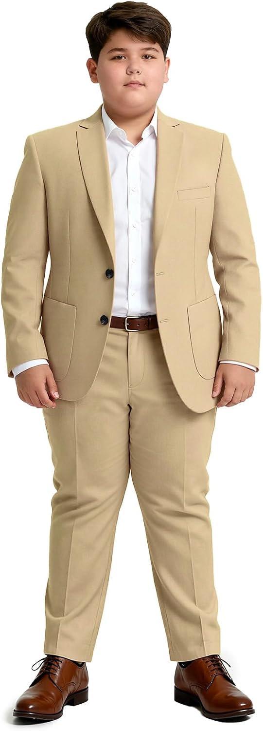 Big Boys Suit Plus Size Husky Kids Tuxedo Suit Set 2 Piece Formal Outfit Suits for Boys