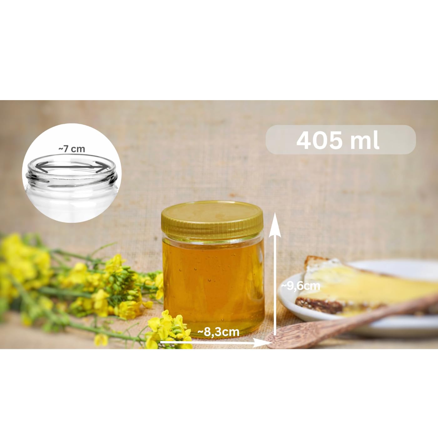 Amajoy 24 x 150 ml voorraadpotten met hoekig, inmaakpotten, jampotten, honing, potten