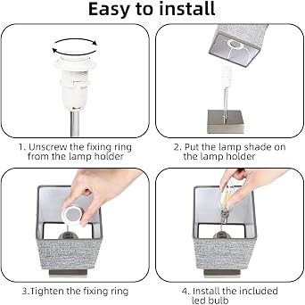Aomeya Touch Control Table Lamp Set of 2, 3-Way Dimmable Bedside Lamps Nightstand Lamps with Flaxen Fabric Shade for Bedroom Living Room,LED Bulb Included