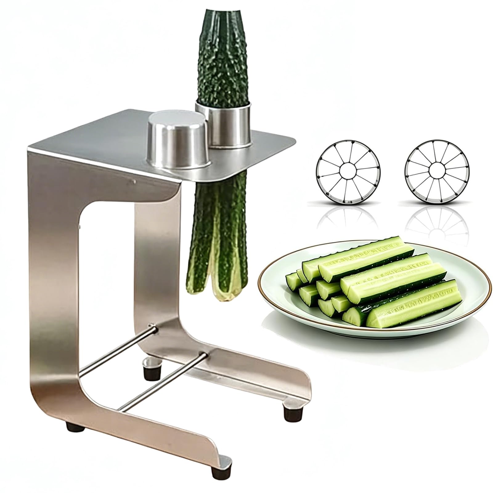 Wsexyy Cucumber Slicer For Sushi, Cucumber Sticks Cutter With W/8+10 Cut, 304 Stainless Steel, Cutting Diameter 45mm, For Salad Making, Cooking, Sushi