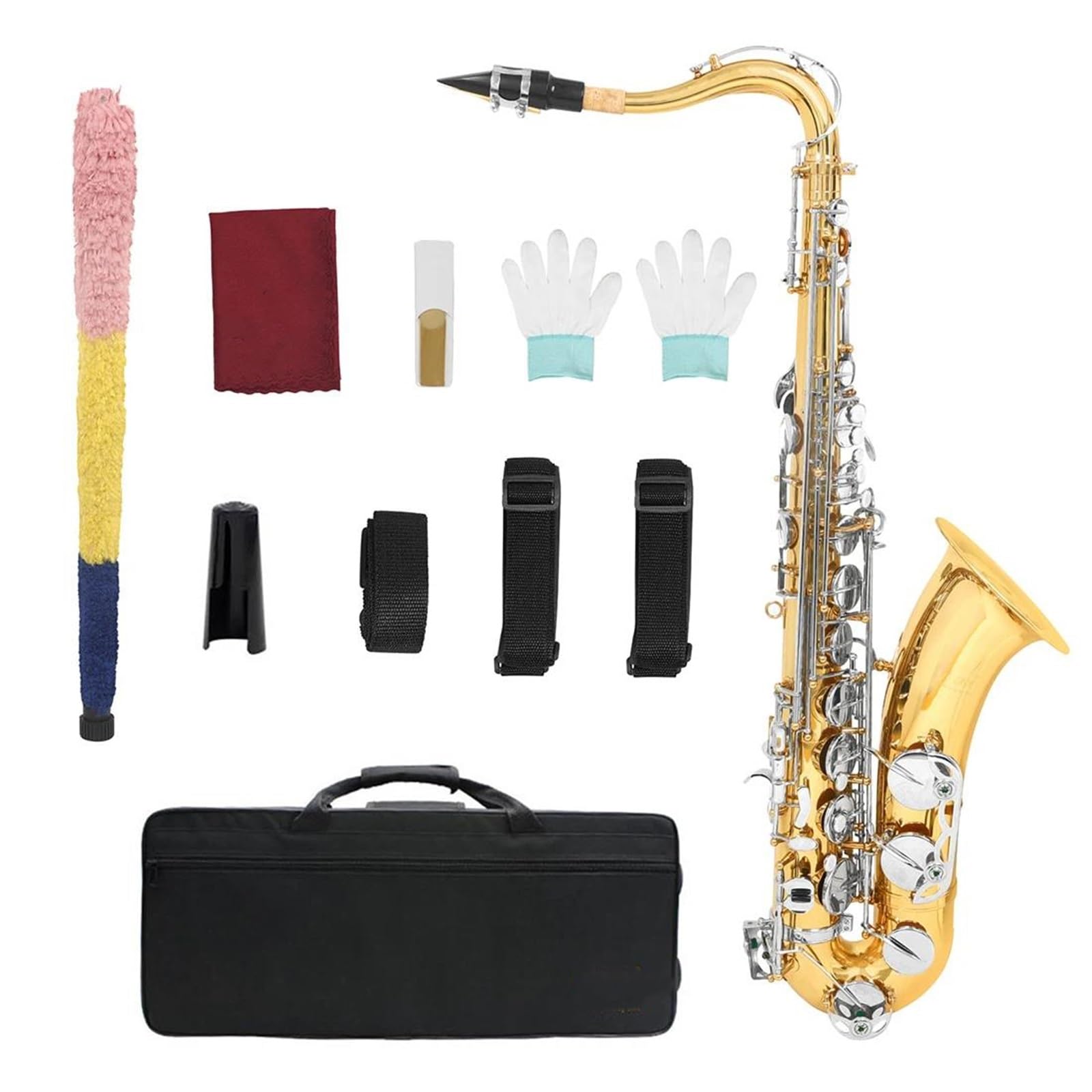 Saksofon Altowy Brass Bb Profesjonalny Instrument Dęty Drewniany Ze Stojakiem Na Futerał Zestaw Do Czyszczenia Akcesoria Do Stroików Saksofon