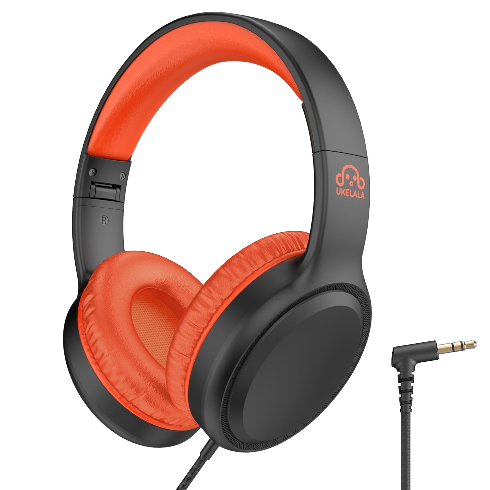 UKELALA Orange Wired Headphones for Boys Portable On Ear Youth Headphones for School Airplane Travel Lightweight Portable Compatible with Pad Computer Laptop for Adults Student Children Girls Kids-image-26