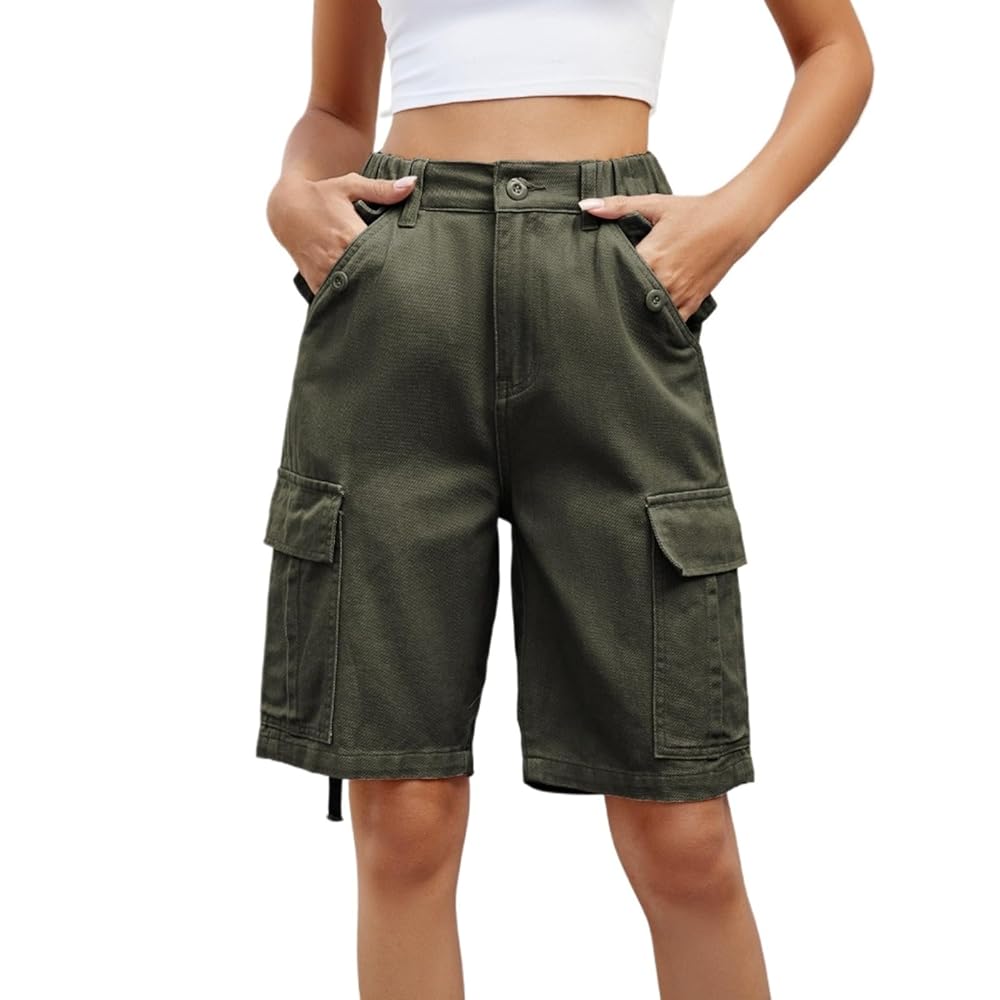 Women's Bermuda Shorts 2025 Trendy Elastic High Waisted
