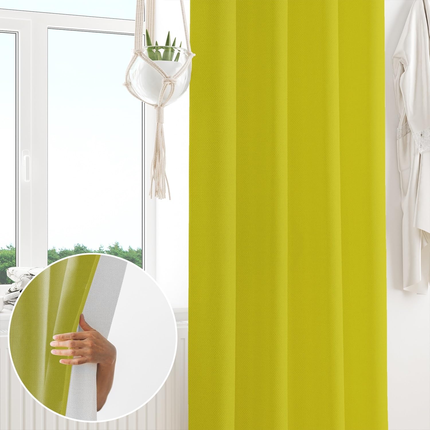 Cortinas modernas con bolsillo para cortinero para sala de estar, dormitorio, oficina, pasillo, panel interior de privacidad, ligero, plisado, 117 x 229 cm, 2 paneles