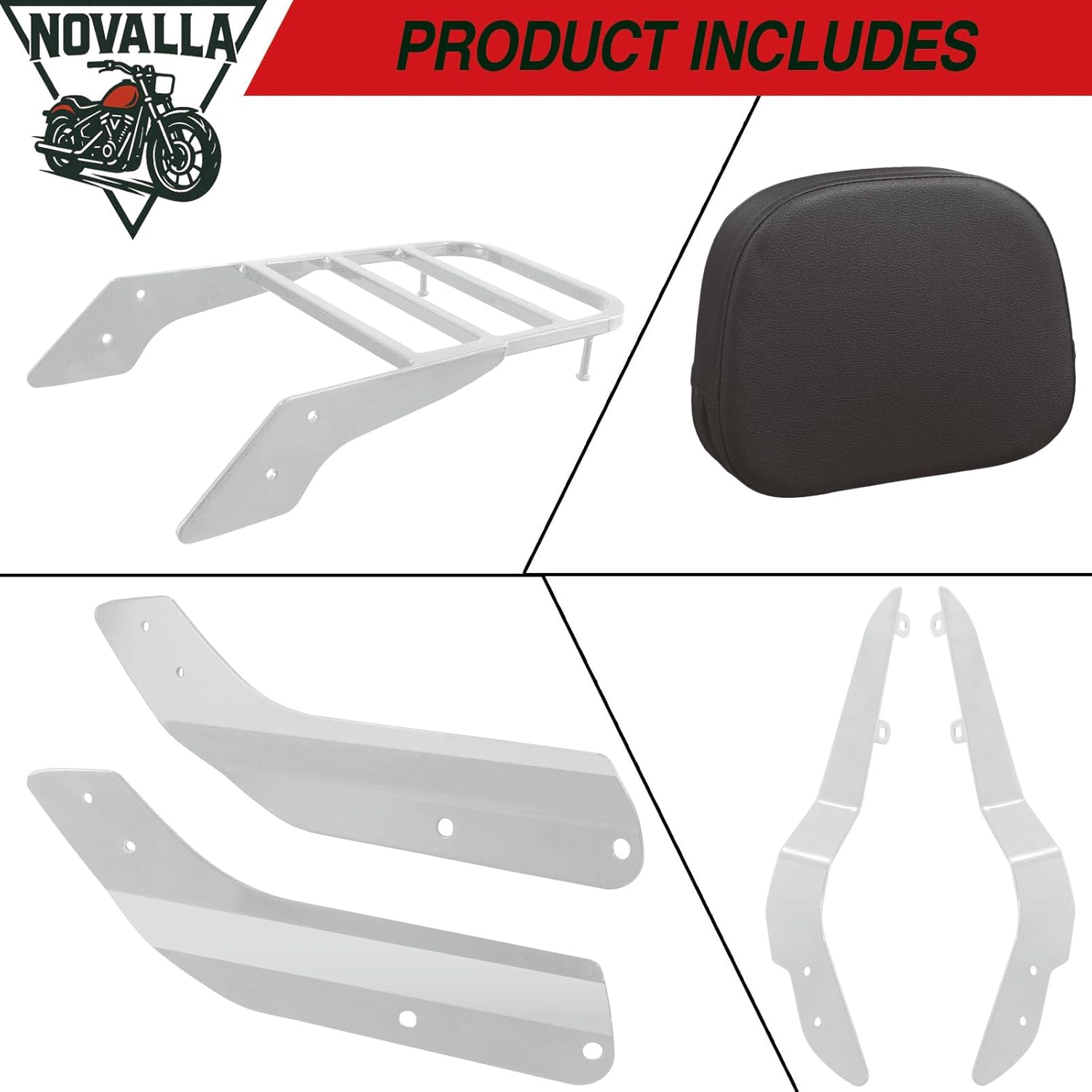 Sissy Bar with Luggage Rack Fit for Honda VTX 1300/1800 N/R/S Models, Motorcycle Passenger Backrest Fit for Honda VTX1300 2003-2006 VTX1800 2002-2008 (CHROME)