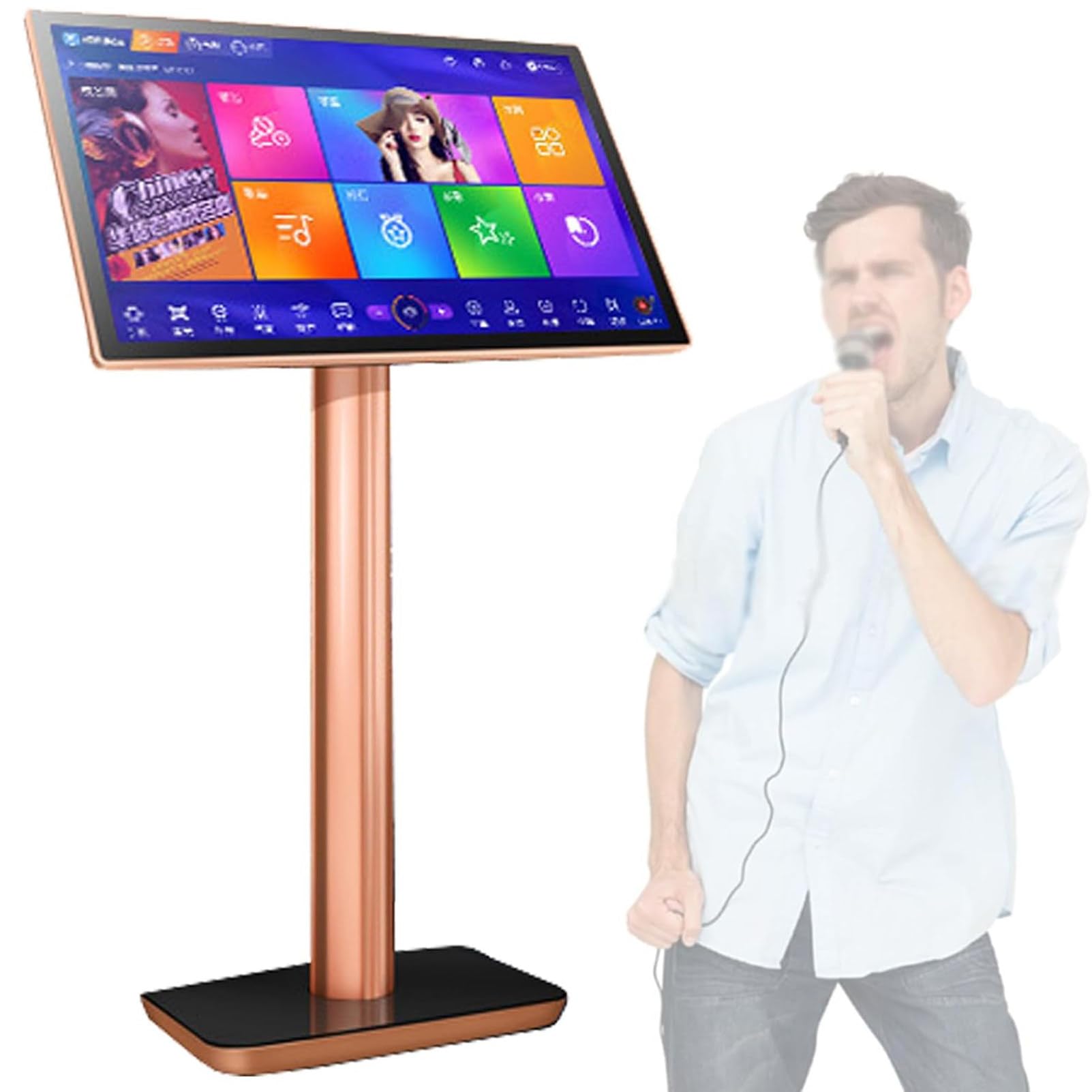 Lecteur De Karaoké Tout-En-Un, Machine De Karaoké Ktv, éCran Tactile Capacitif De 22 Pouces, BibliothèQue De 300 000 Chansons Dans Le Cloud Pour FêTe à Domicile, Bar,Black-4TB