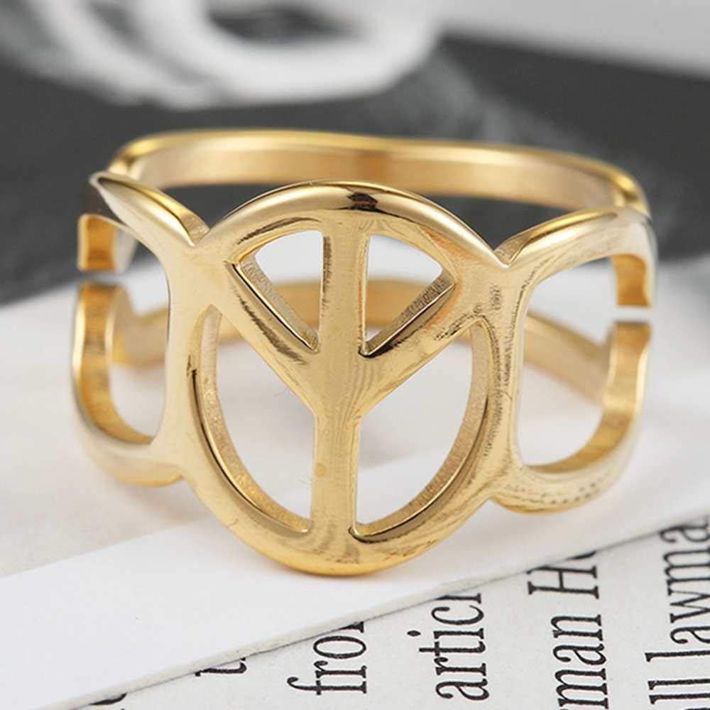 Jude Jewelers Stainless Steel World Peace Sign Emblem School Class Cocktail Party Graduation Ring