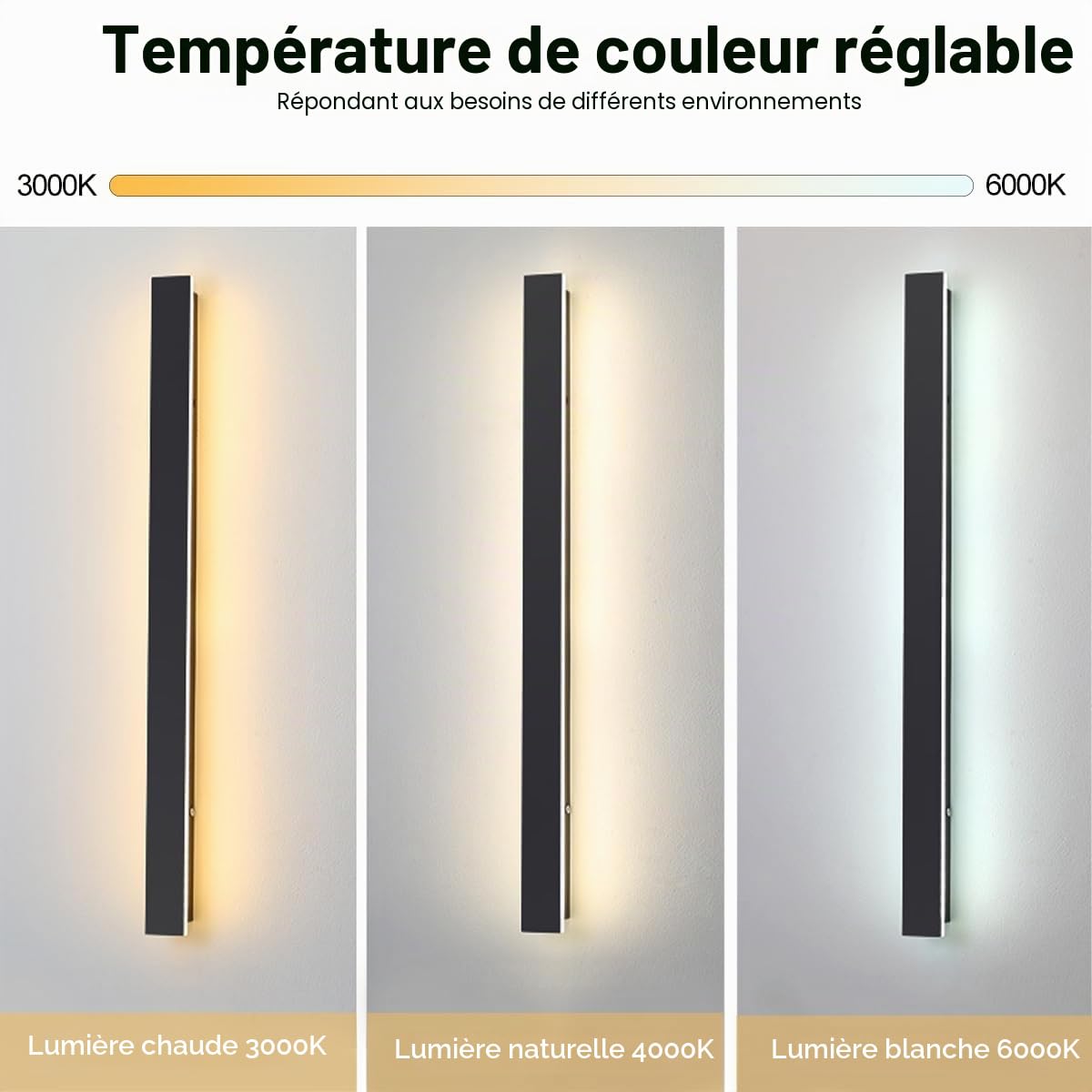 25W/115CM Applique Murale Exterieur LED IP65 Étanche,Longue Lampe