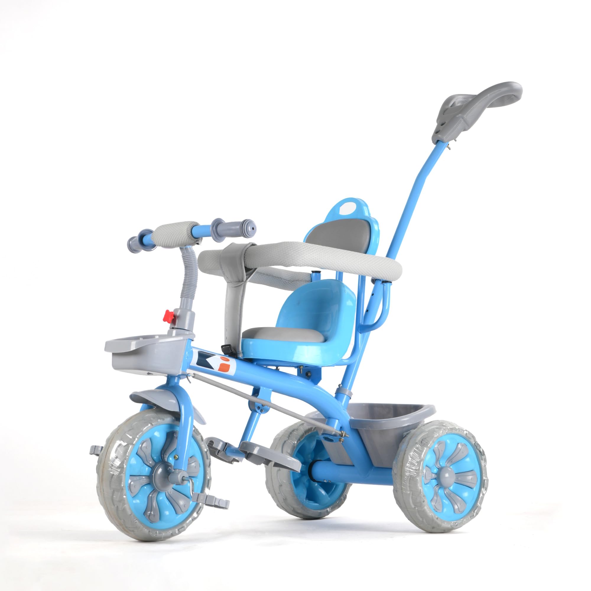 Kuber Industries Kids Tricycle with Front Basket, Safety Guard & Push Handle | Pedal Ride On Cycle for 1.5–5 Year Toddlers | 1004 - Blue-image-18