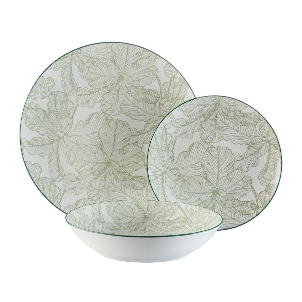 Versa Set de vaisselle Palmier 18 pièces vert porcelaine