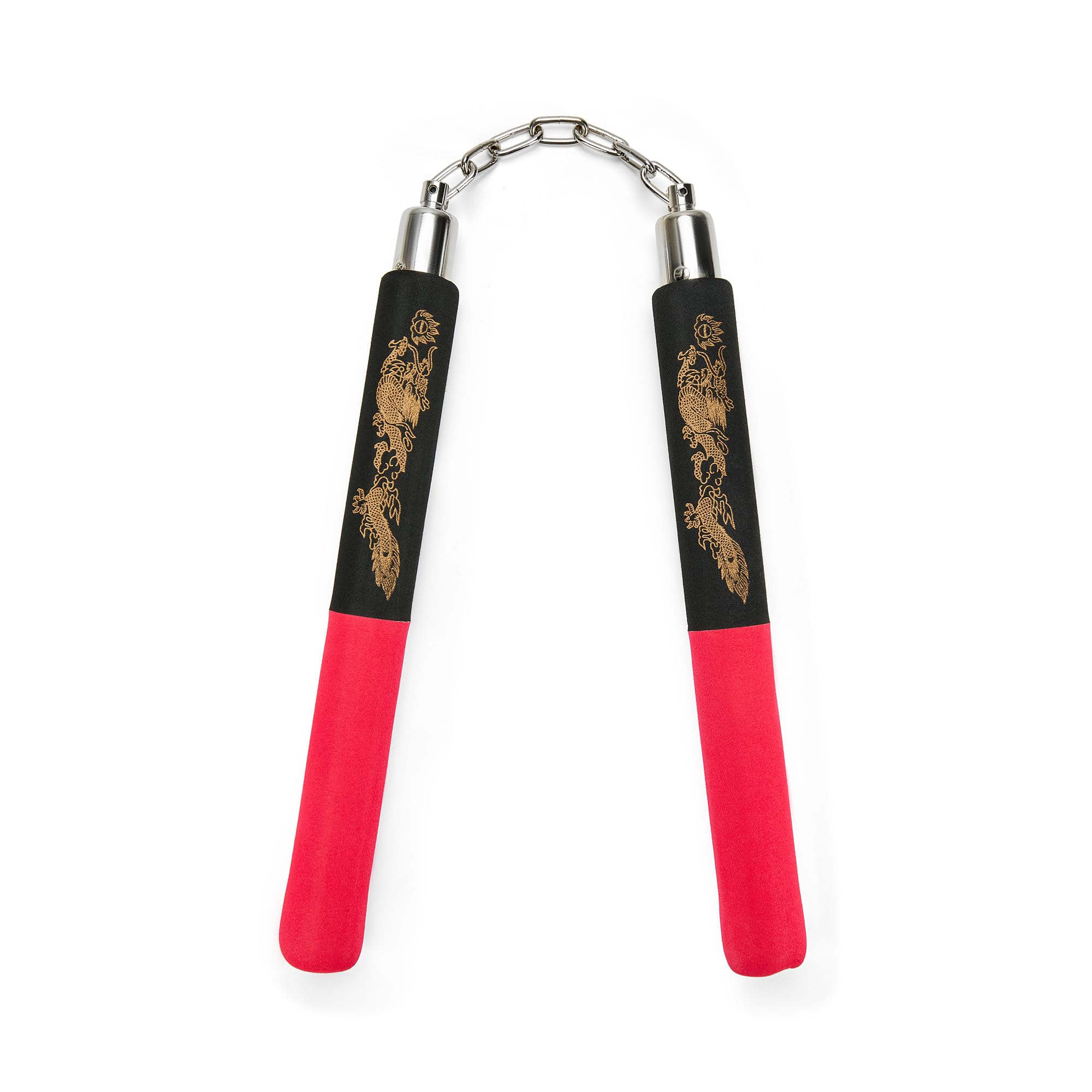 Playwell Nunchakus de Espuma con Cadena - Medio Negro/Medio Red Dragon