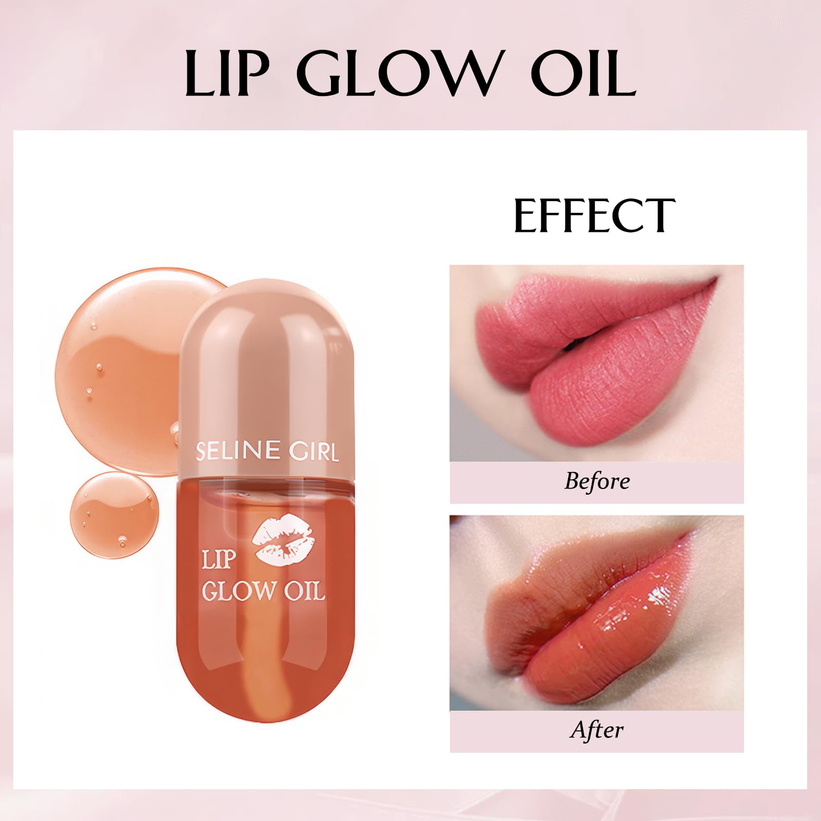 SELINE GIRL Lip Gloss, Lip Stain Makeup Smooth and Creamy Texture, Lip Tint for Women Girls, Long Lasting Lipstick, Lip Stain Makeup Moisturizing Non-Sticky #light pink