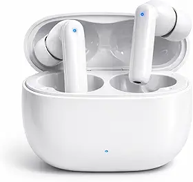 Fone de Ouvido Bluetooth 5.4 Sem Fio TWS Branco com Microfone, Estojo Carregador, Encaixe Confortável, Compatível com Android, iPhone, Xiaomi e Windows