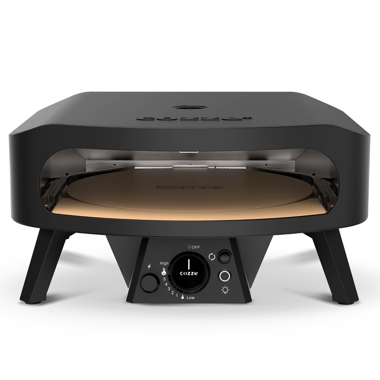 cozze® 17" Four a Pizza Gaz Pierre Rotative Édition Noire Ø43 cm │Four à Pizza Extérieur 600°C – Cuisson en 2 minutes
