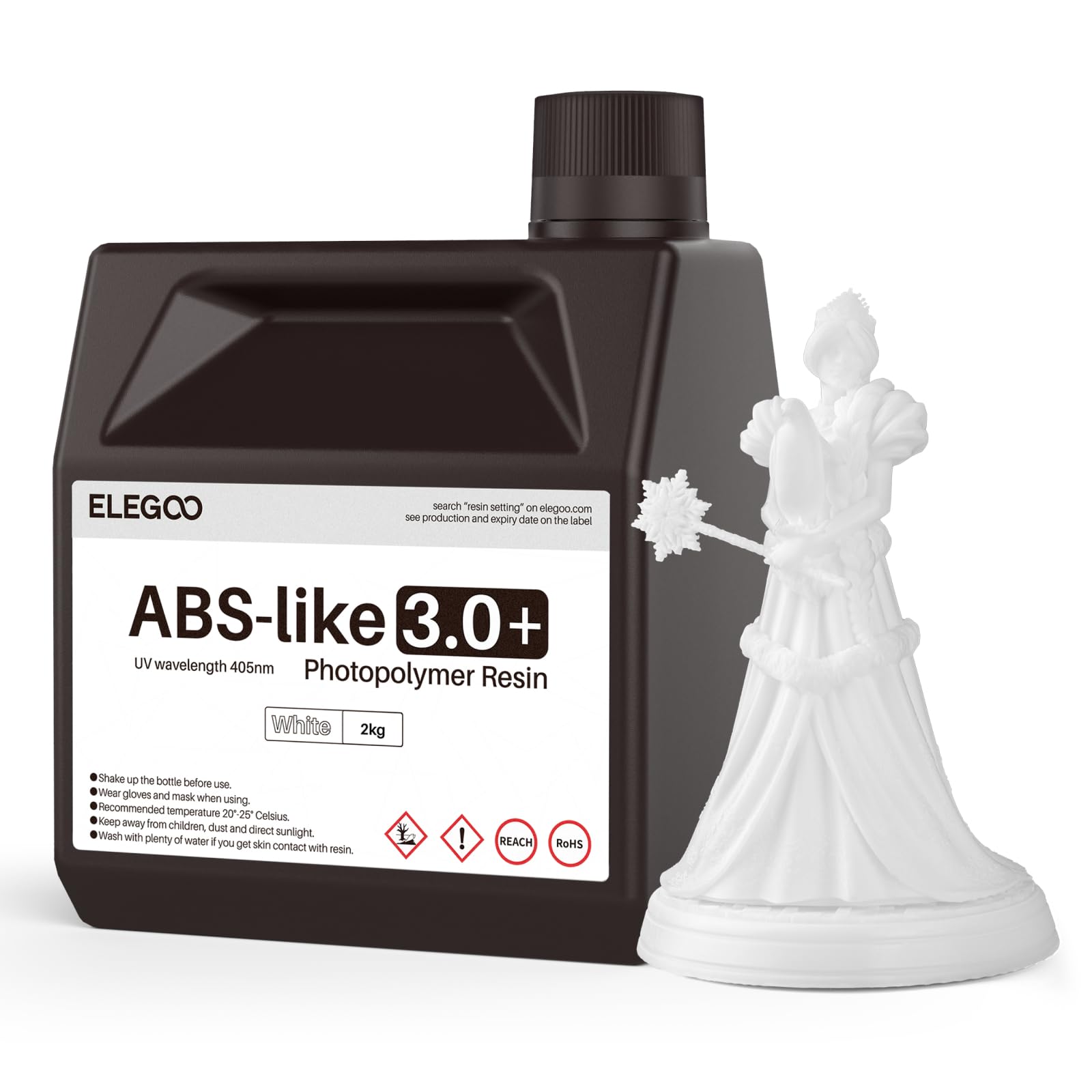 ELEGOO ABS-Like 3.0+ Resin - Higher Heat-Resistance 3D Printer Resin with High Toughness, Low Viscosity, Fast Curing, High Precision, Compatible with