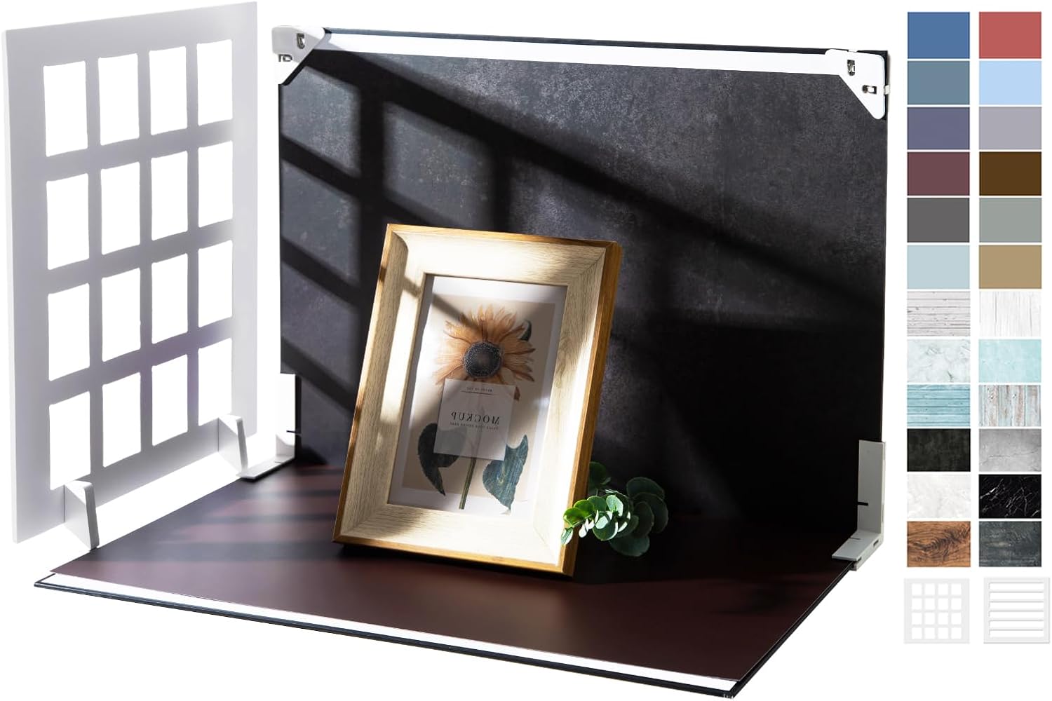 Photo Backdrop for Product Photography: 16X11.5" Double-Sided Paper with Shadow Board Props for food,Small Item Photos - Content Creator,E-commerce Seller Background Kit (12pcs/24color)