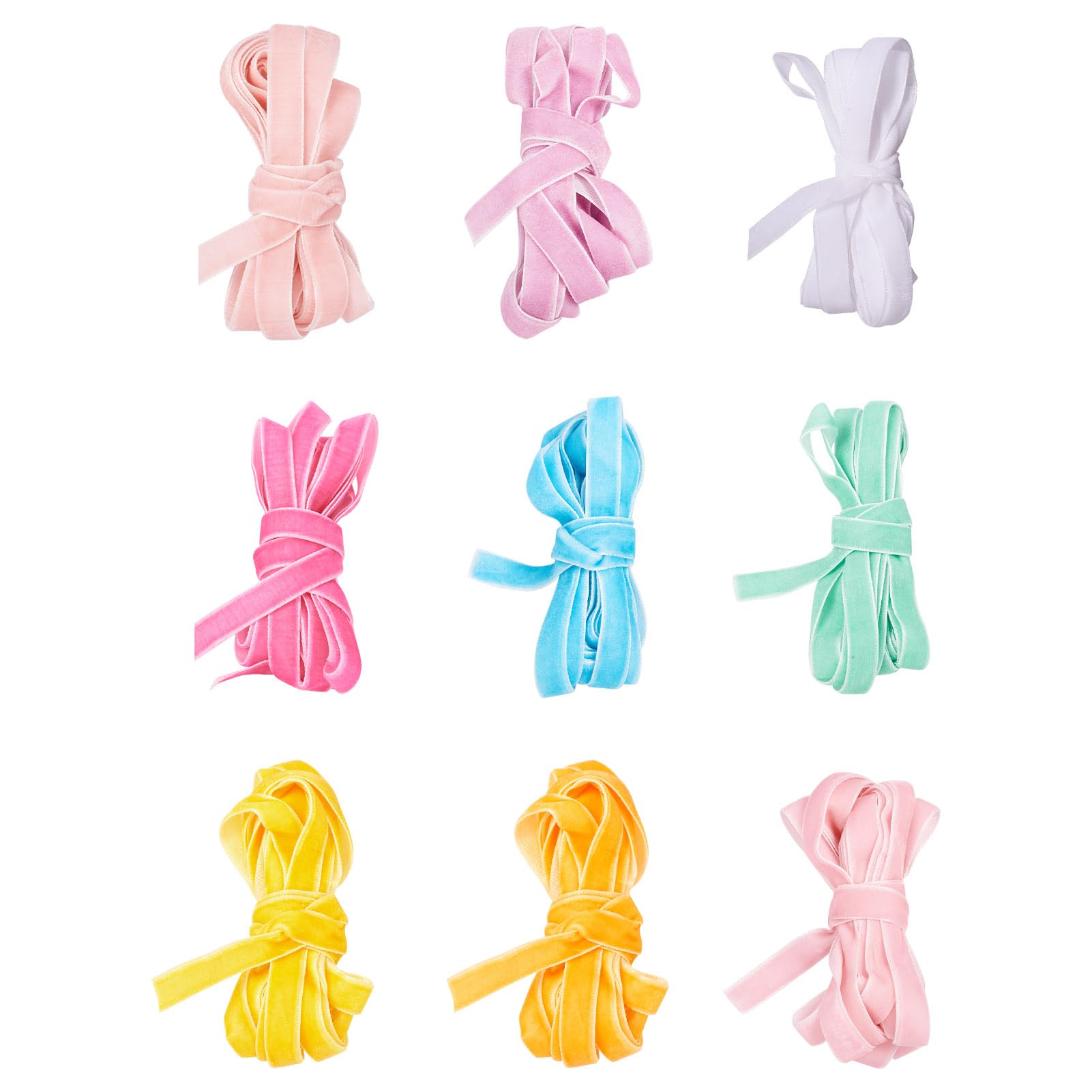 Craftdady 27 Yards Single Face Velvet Ribbon 3/8 inch 10mm Flocking Craft Ribbon Decorative Velvet Ribbons for Gift Packing Bowknot Making Clothes Accessories, 9 Colors