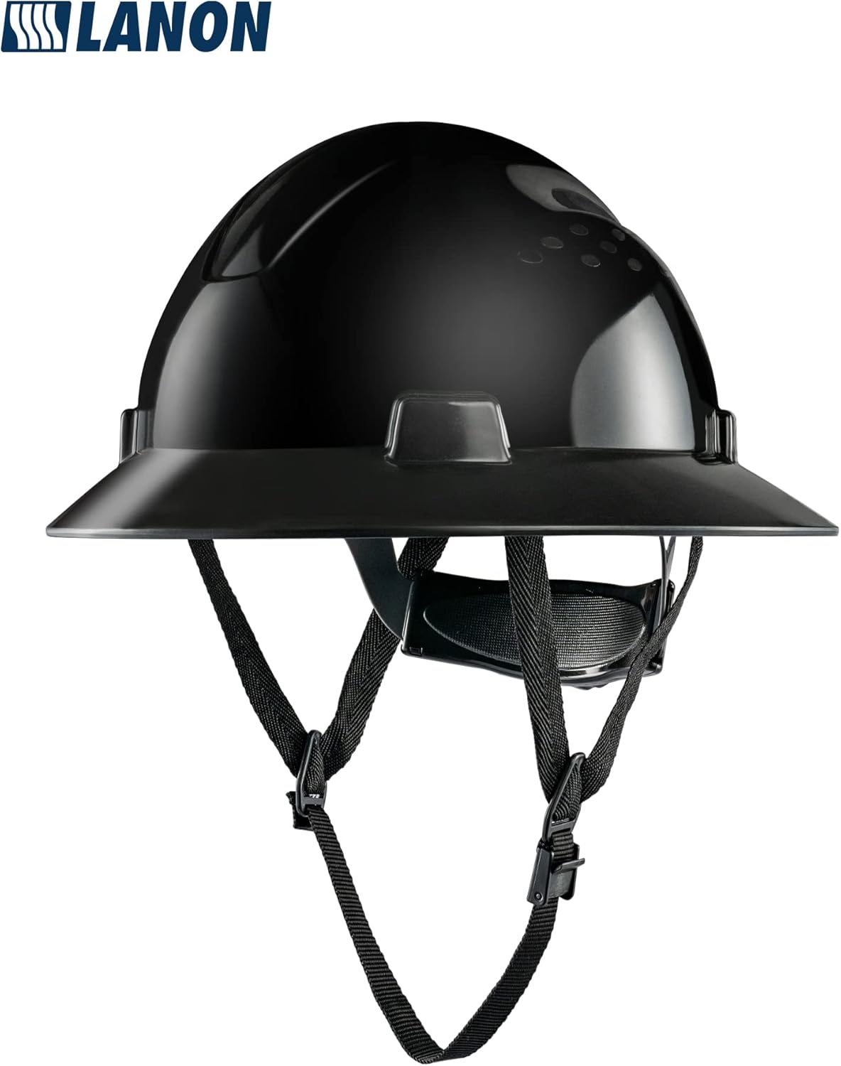 LANON Black Full Brim Hard Hat, OSHA Construction Work Approved, HDPE Safety Helmet with 4 Point Adjustable Ratchet Suspension, Class E, G & C - Image 7