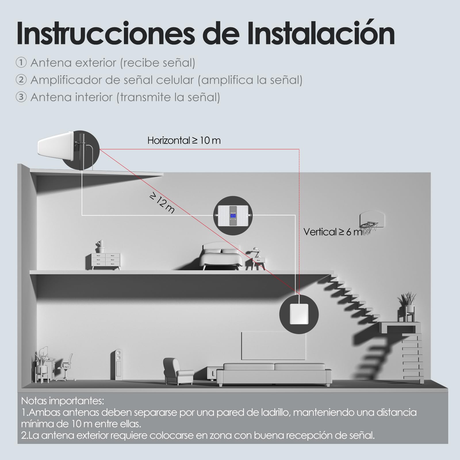 Refuerzo de señal de teléfono celular para el hogar, banda 4 banda 5 850/1700/2100MHz teléfono celular Booster Boosts 3G 4G LTE de voz y datos, amplificador de refuerzo celular para AT & T, Verizon, T