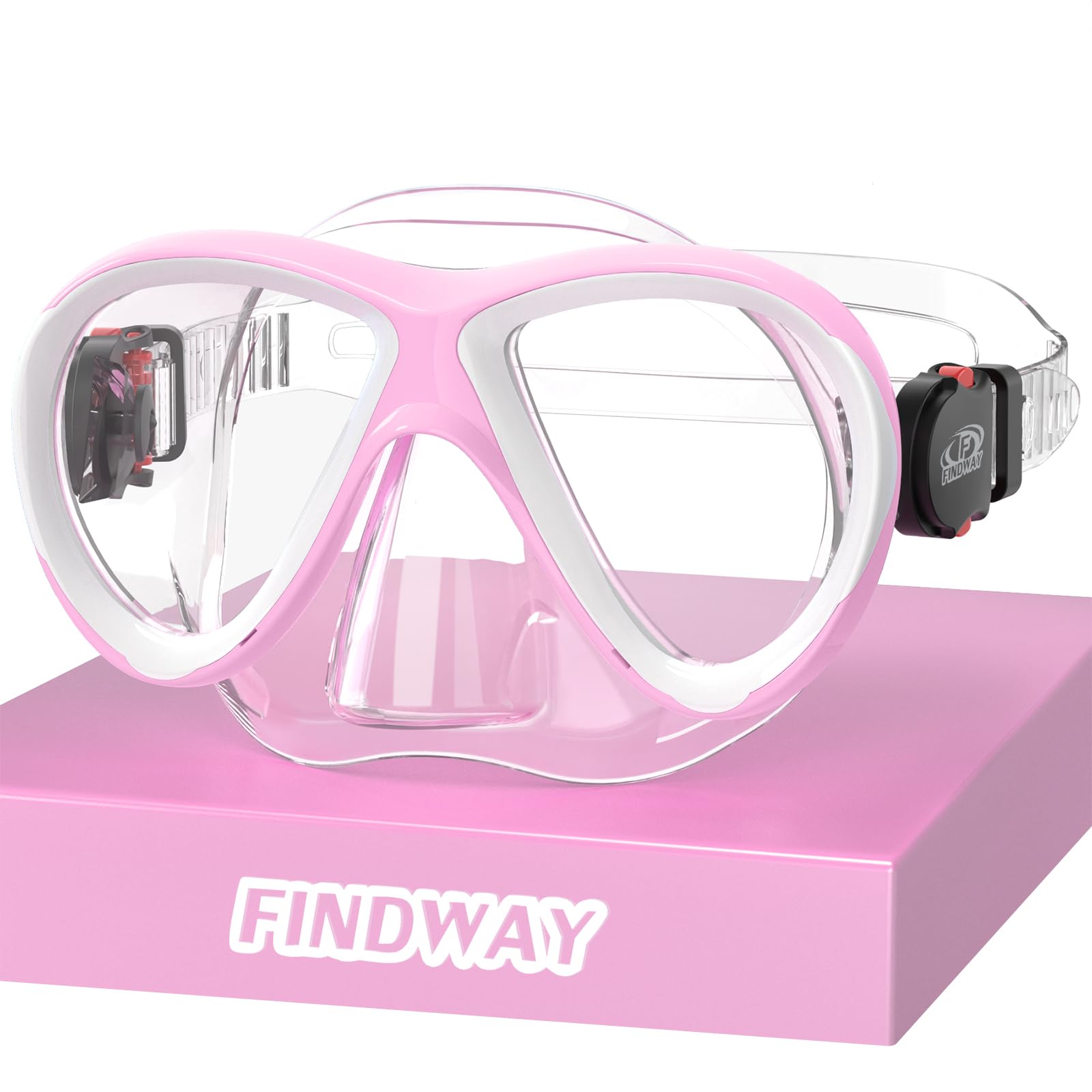 Findway Taucherbrille Kinder, Schwimmbrille Kinder für Jungen Mädchen,Schnorchelmaske Kinder 180°Panorama Verstellbares Silikonband Anti-Leck Tauchmaske Kinder für 3-14 Jahre