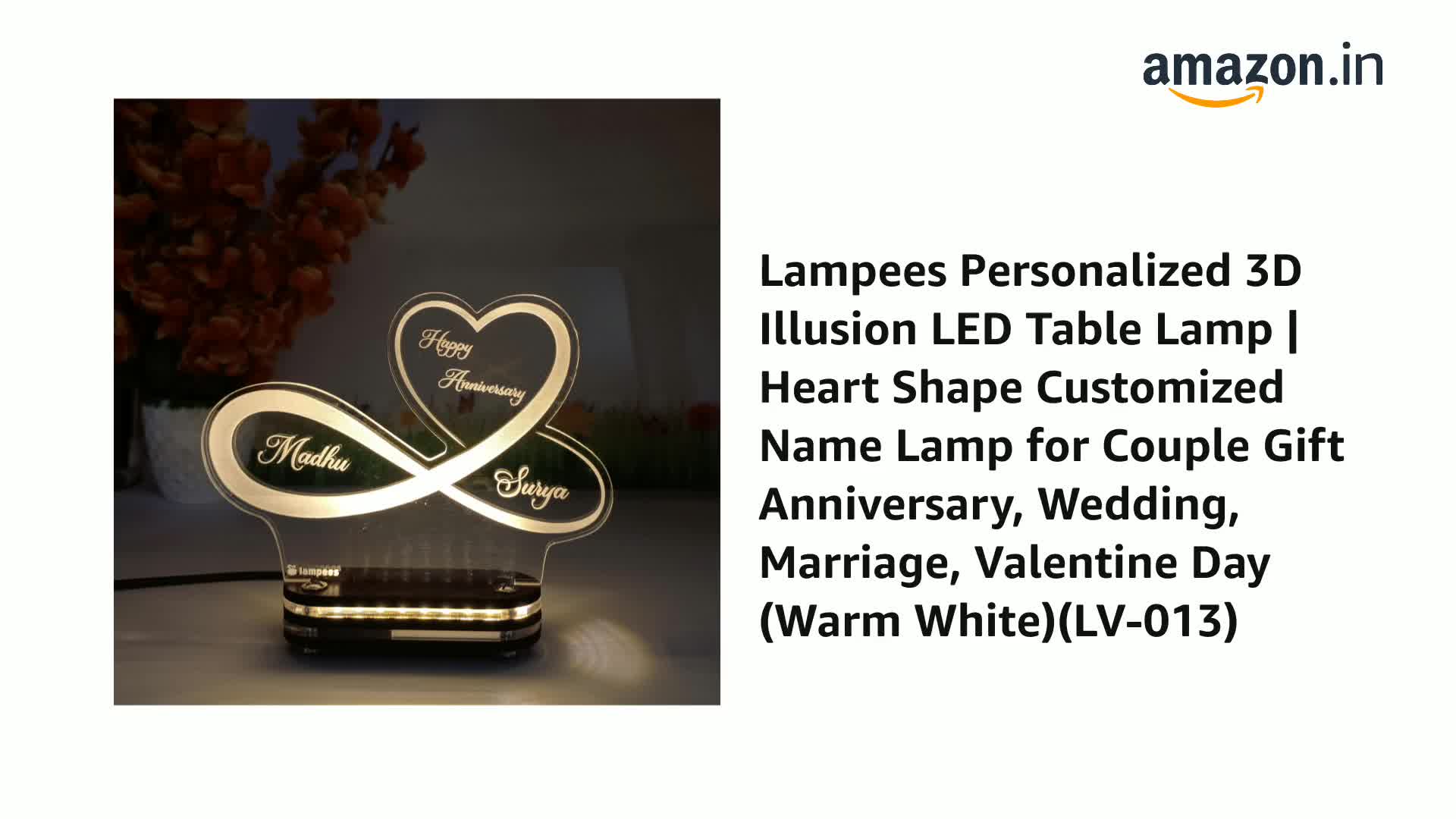 Buy lampees Personalized Acrylic 3D Illusion LED Table Lamp