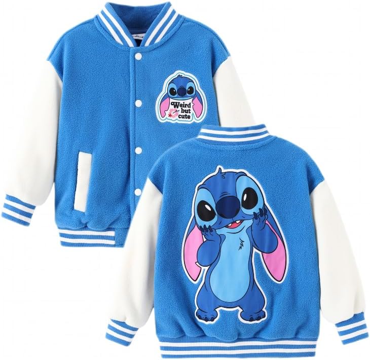 Disney Minnie Mickey Stitch Princess Frozen Marvel Jacket Lightweight Coat Button up Color Block Sweatshirt Sizes 2-14 Years