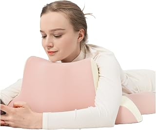 Adult Memory Foam Ergonomic Wedge Prone Pillow, Adjustable Height Face Down Sleeping, Ideal for Massage, Reading, Sleeping, with Removable Washable Cover(Pink)