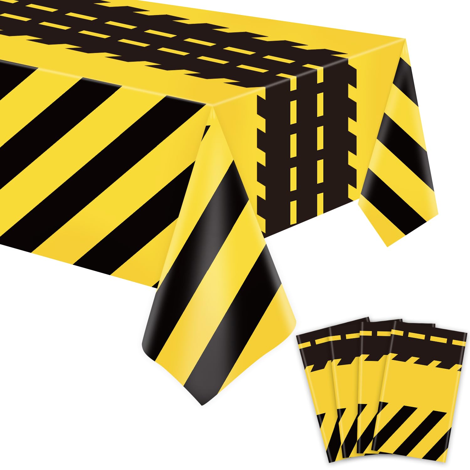 Juego de 4 manteles de construcción para fiestas de carretera, decoraciones de fiesta de camión, mantel de cumpleaños, rectangular, diseño de coches de carreras, para niños, fiestas de bebé,