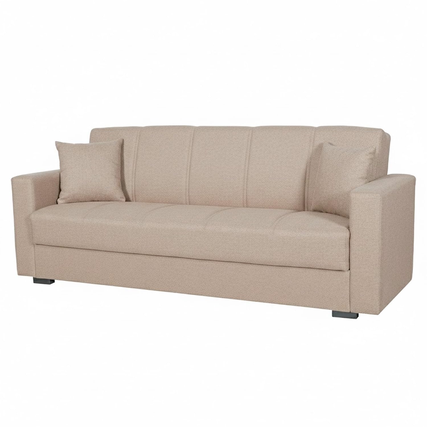Arreditaly Divano Letto 3 Posti Con Contenitore Moderno Salvaspazio Con Meccanismo Click-Clack E Imbottitura A Molle Design Moderno Ideale Per Soggiorno Salotto Ufficio (Beige, 3)