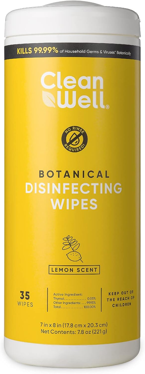 CleanWell Botanical Disinfecting Wipes, Lemon, 35 count (1