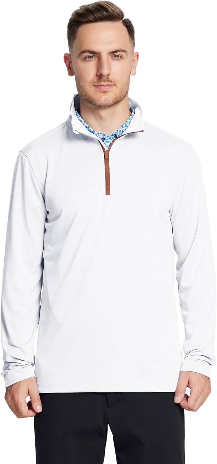 M MAELREG Quarter Zip Golf Pullover Men Dry Fit Long Sleeve Performance Wicking Mock Neck 1/4 Zip Pullover Mens Sweatshirt - Image 2