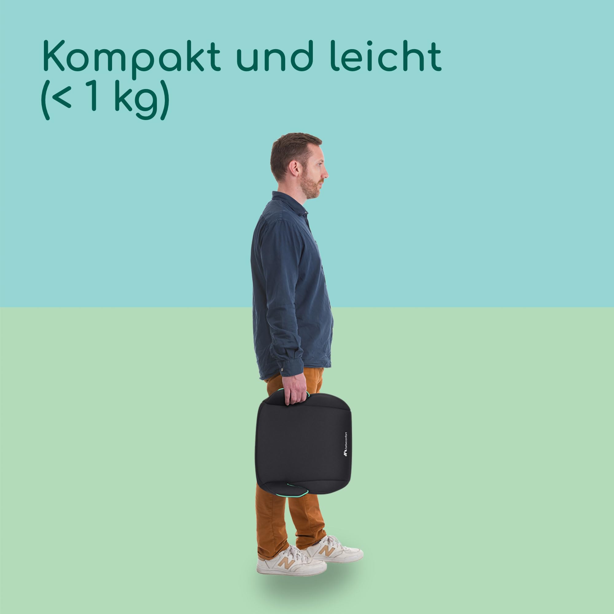 Bebeconfort Manga i-Safe Kindersitzerhöhung 6–12 Jahre 128–150 cm Kompakt Leicht 1 kg Gepolstert Soft-Touch-Gewebe Tinted Black