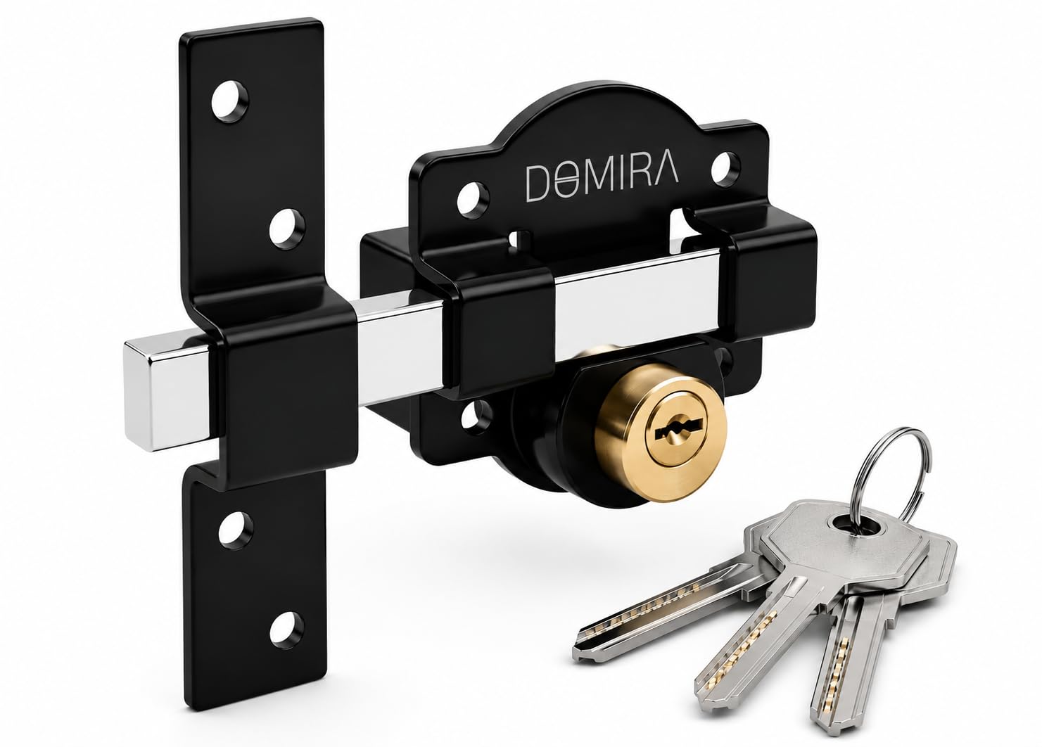 Both Side Door Lock 50mm & 70mm Long Throw Gate Lock – Heavy Duty Rim For Wooden Garden Gates, Sheds & Doors – Double-sided Key Lockable – Stainless Steel Housing – 5 Keys – Anti-theft Security (70mm)