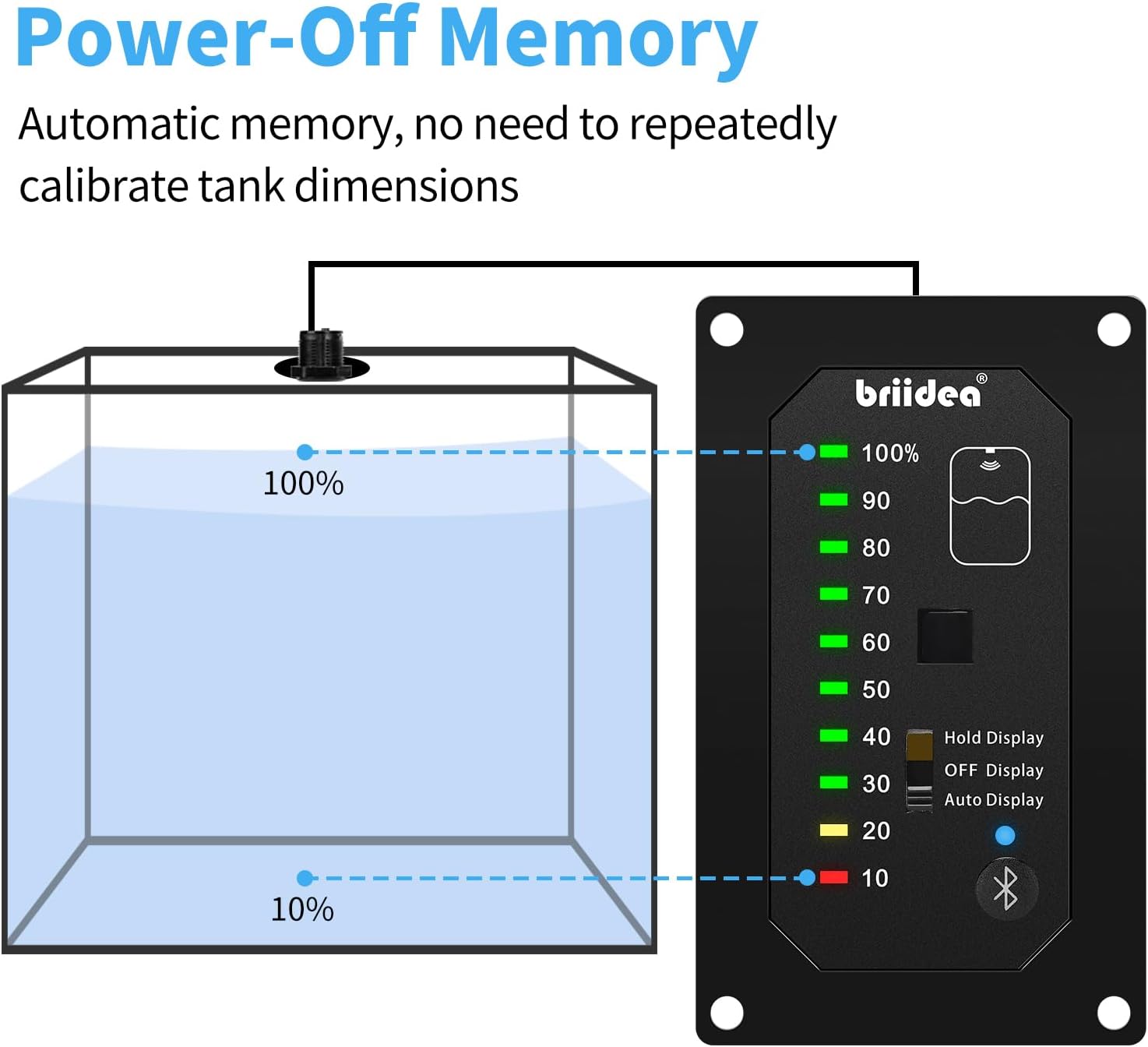 briidea Bluetooth RV Water Tank Level Sensor Monitor Indicator with App & LED Display, Precise Detection, Auto-Sense Modes, Ensures Water Supply for RVs, Boats, Caravans