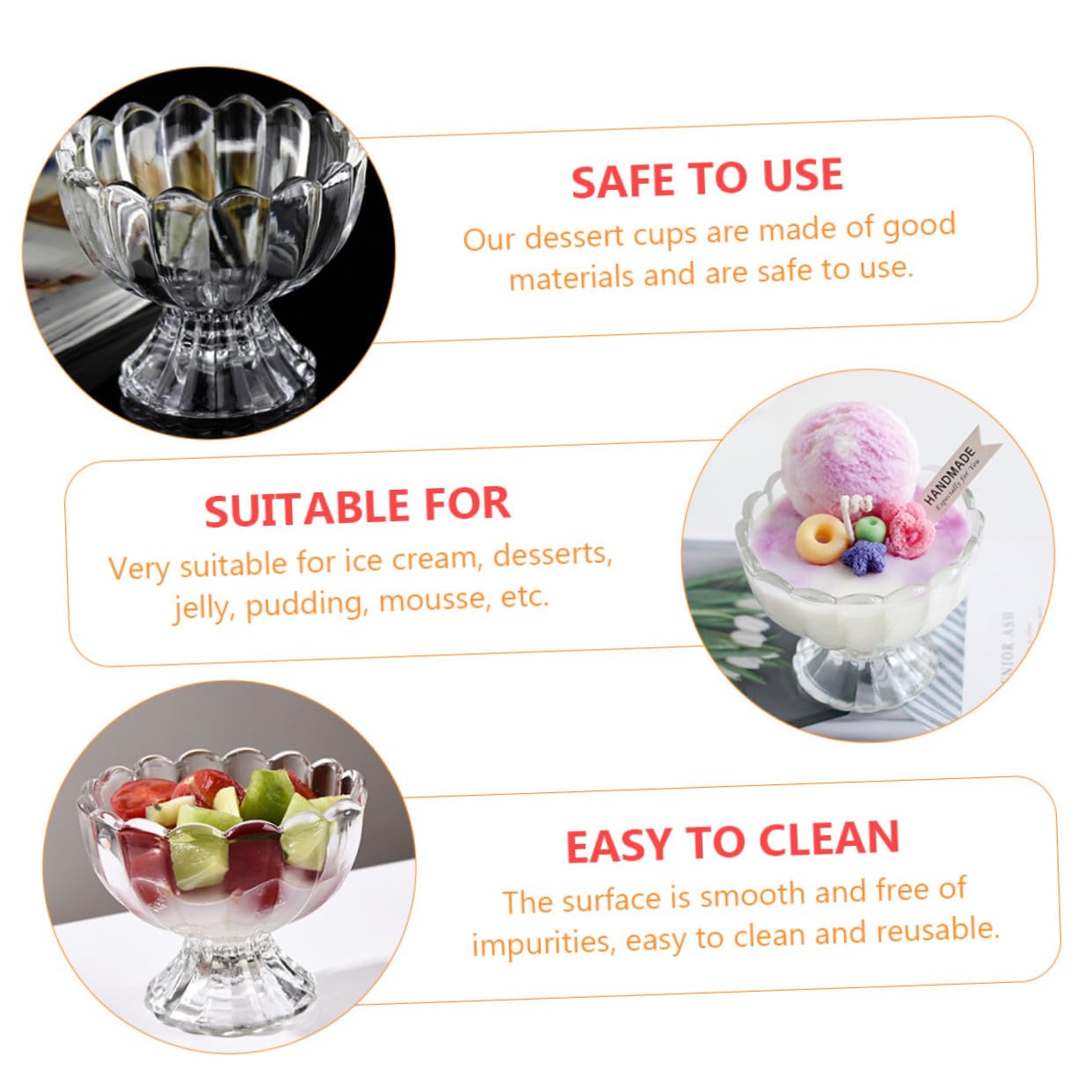 TOYANDONA 6 Vasos y Fáciles de Limpiar para Postres de Vidrio Transparentes de 100 Ml Reutilizables Perfectos para Helado y Pudín en Casa
