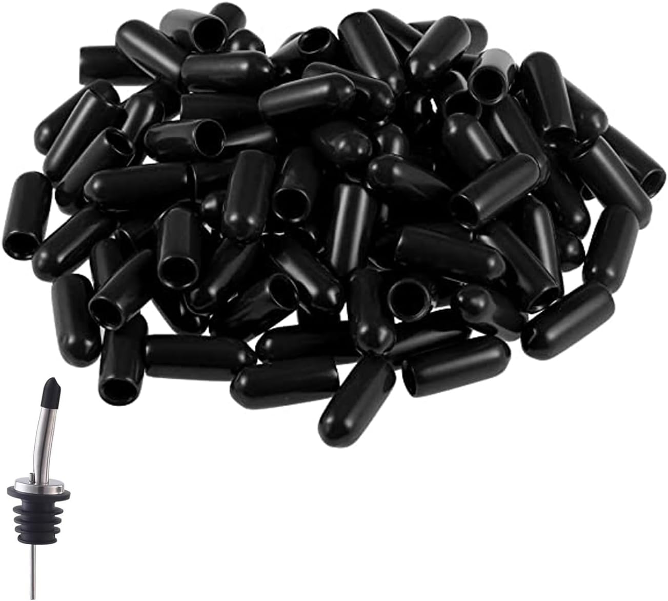 Rubber Caps for Bottles, 50 PCS Spirit Pourer Caps Rubber Hooded Pourers Dust Caps, Liquor Spout