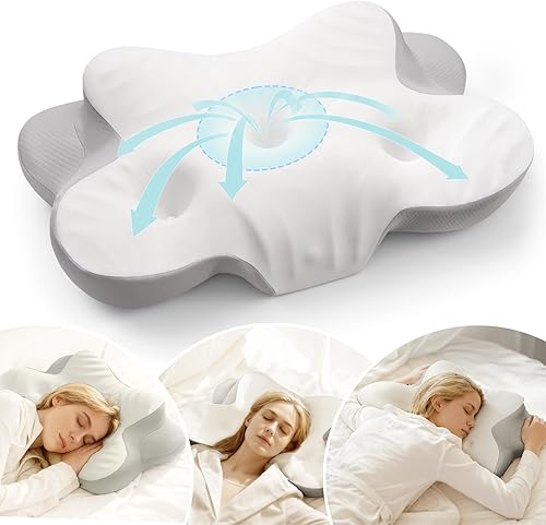 Almohada cervical para cuello y hombro, almohadas ergonómicas de espuma viscoelástica para dormir, almohada de contorno de doble zona de alivio de