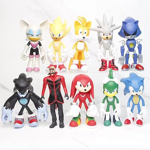 YOOVERSE Figuras de acción de Sonic para niños, 4.8 pulgadas de alto con conjuntos de juegos articulados móviles, regalos perfectos para niños
