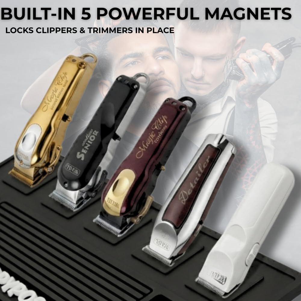 HAPPYPOSH Magnetic Barber Mats, 4-Piece Modular Station Organizer