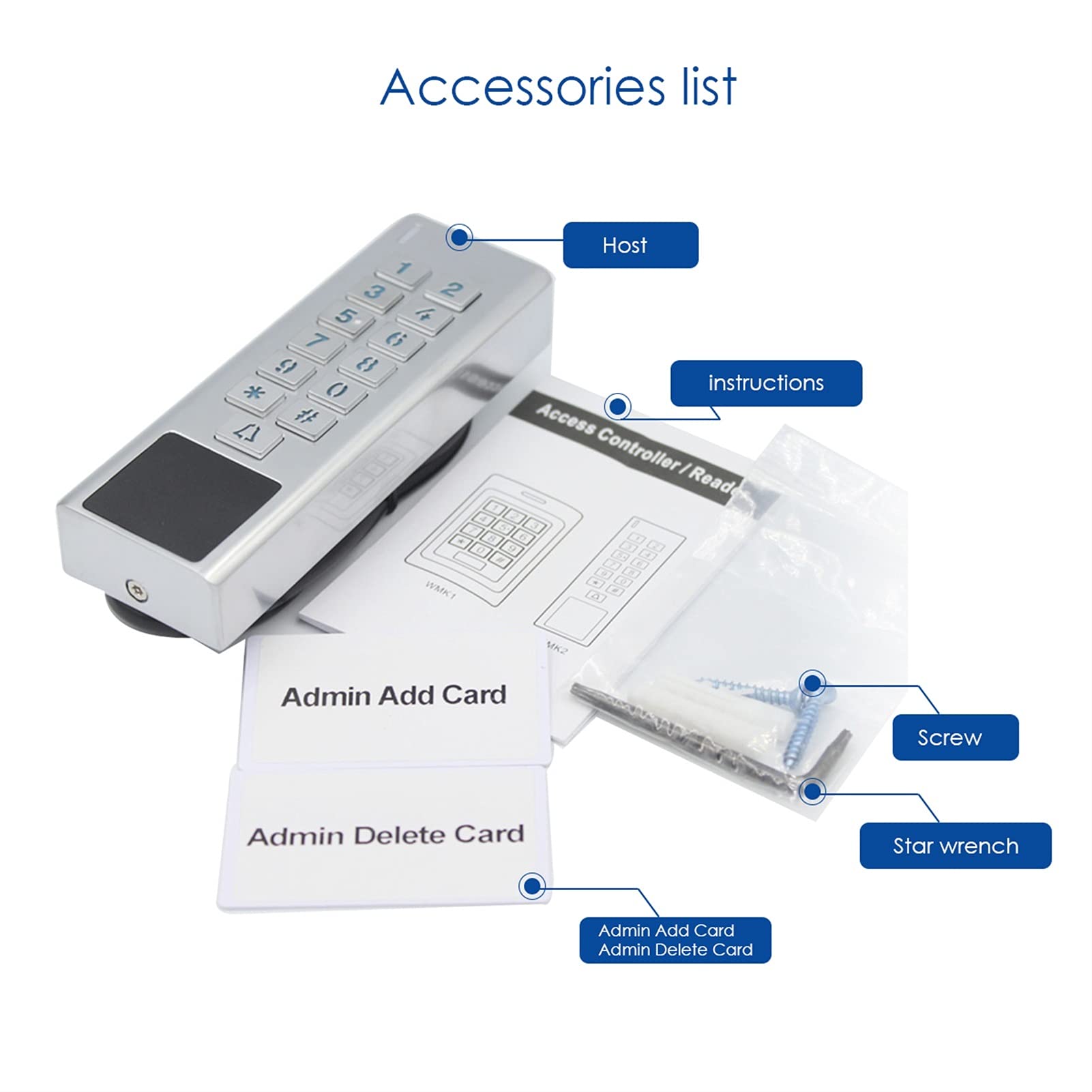 IP67. Wasserdichter Outdoor-RFID-Türzugriffskontrollreader 2000USERS WG-Eingangsausgabesicherheit Rf Zugriffskontroll-Tastatur-Reader(AC EM 10 Blue Key)