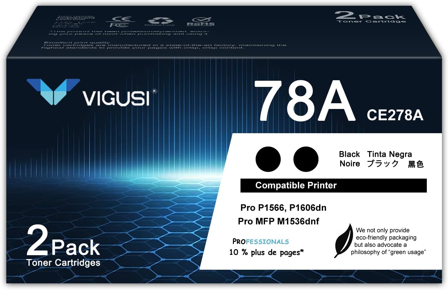 78A Black Toner Cartridge High Yield 2-Pack Compatible 78A CE278A Toner Cartridges Replacement for HP 78A with P1606dn P1606 P1600 M1536dnf P1606 P1566 MFP Printer, CE278A Ink [2,500 Pages/Pack]